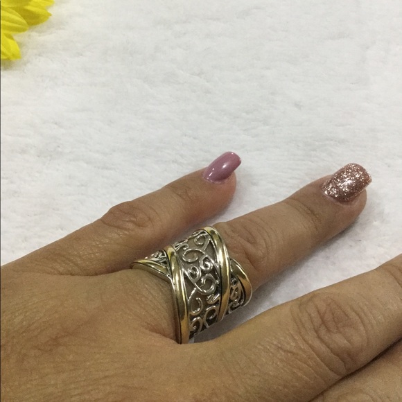 NEW Sterling Silver and 10k gold Ring 7.5 - Picture 2 of 3